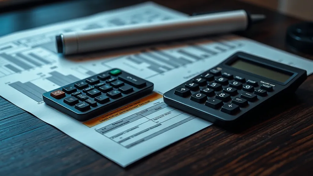 Close-up of a high-end calculator, financial documents, and